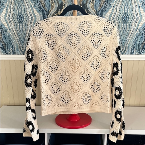 NWOT Floral Knit Cardigan - Cream and Black Crochet - Picture 3 of 4